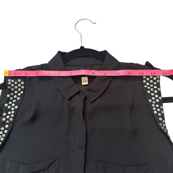 UO Silence + Fade Black Button Down See Through Tank Studded shoulders in Small - Picture 8 of 9